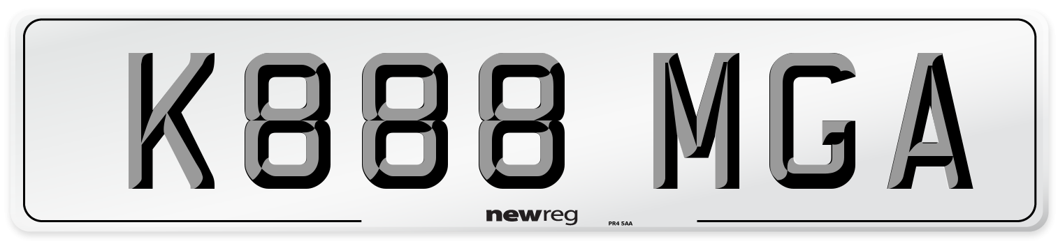 K888 MGA Number Plate from New Reg